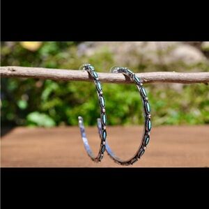 Large Turquoise Hoop earrings 2.5”